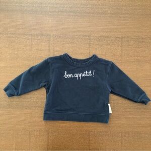 Kids Navy Sweatshirt Bon Appetit Eating Food